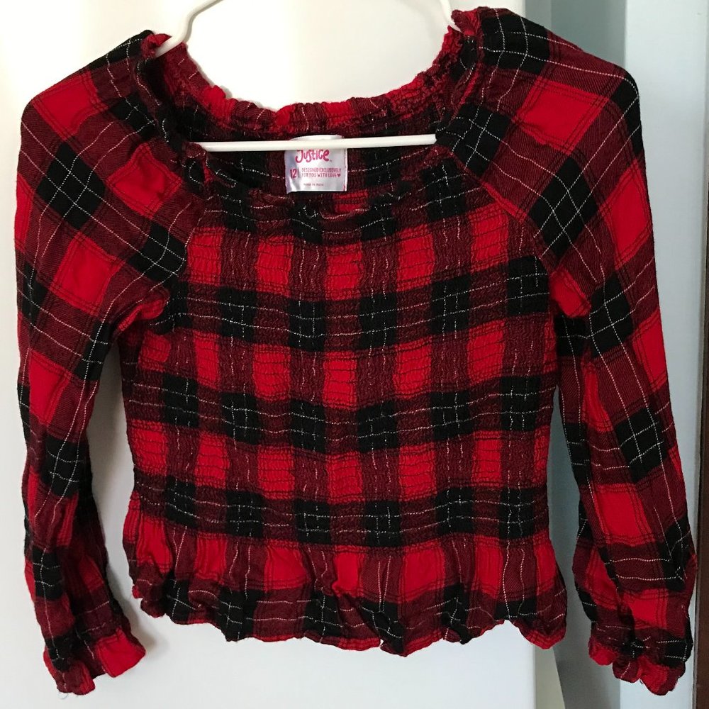 JUSTICE BLOUSE RED AND BLACK SIZE 12